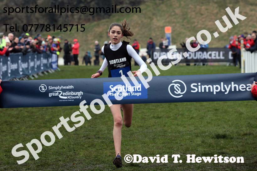 Inter District girls under-13s, 2018 Simplyhealth Great Edinburgh International XCountry. Photo: David T. Hewitson/Sports for All Pics